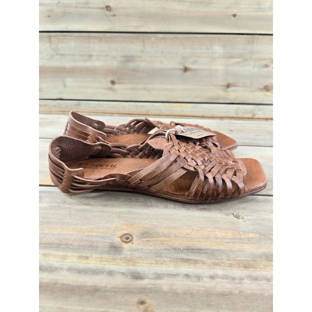 Bed Stu Lauren II Handwoven Tan Leather Huarache Sandals Women 9.0 Square Toe